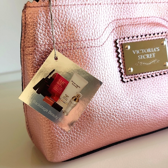 New Victoria's Secret Rose Gold Beauty Bag with Cosmetics, Make Up, Perfume, etc - Picture 3 of 9